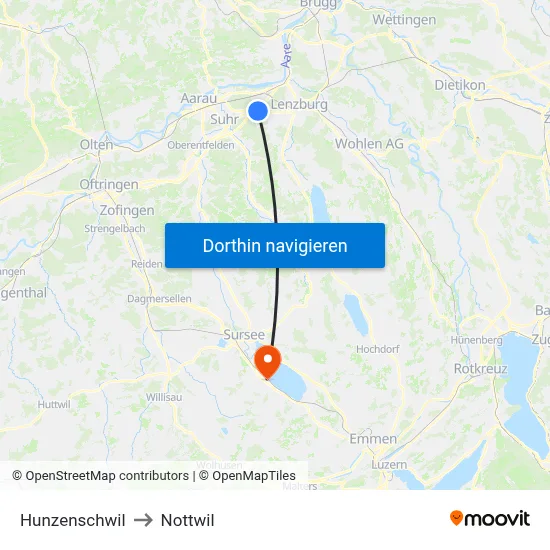 Hunzenschwil to Nottwil map