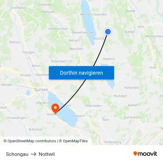 Schongau to Nottwil map