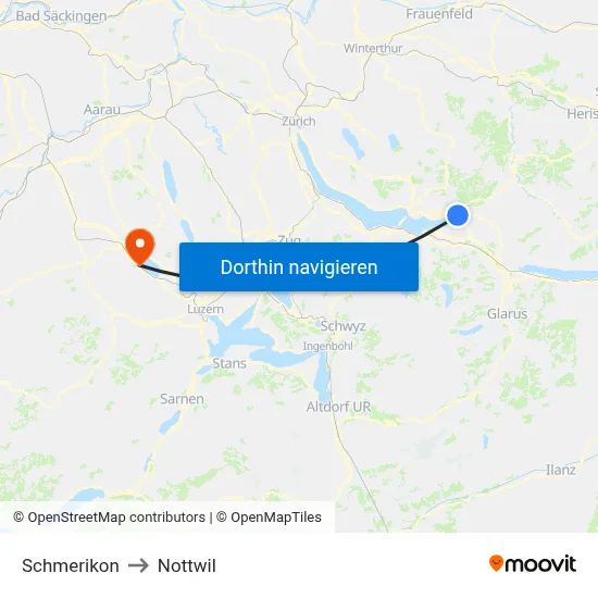 Schmerikon to Nottwil map
