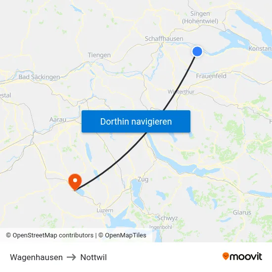 Wagenhausen to Nottwil map