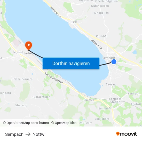 Sempach to Nottwil map