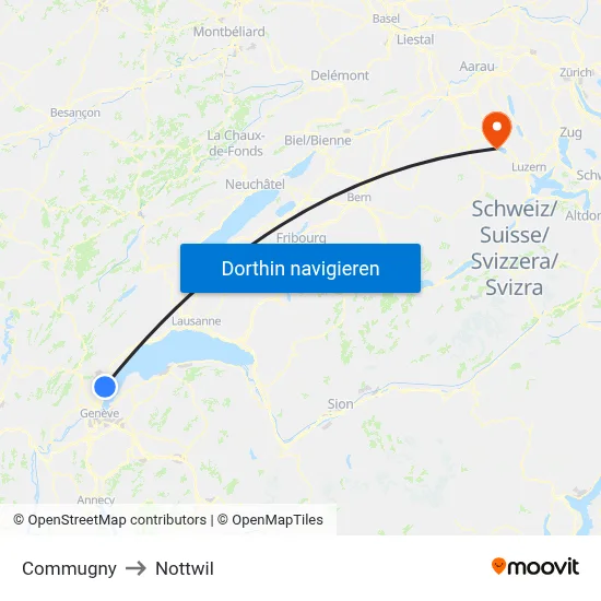 Commugny to Nottwil map