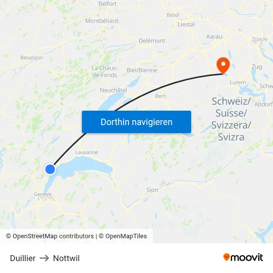 Duillier to Nottwil map