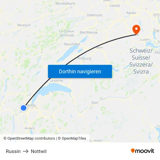 Russin to Nottwil map