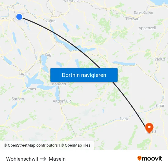 Wohlenschwil to Masein map