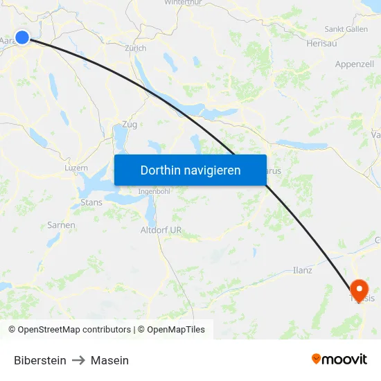 Biberstein to Masein map