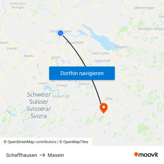 Schaffhausen to Masein map