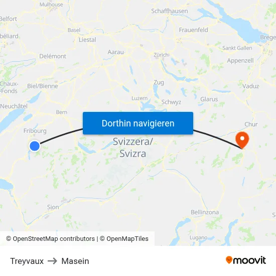 Treyvaux to Masein map