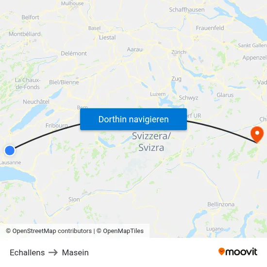 Echallens to Masein map