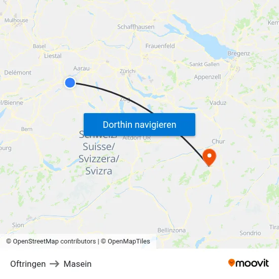 Oftringen to Masein map