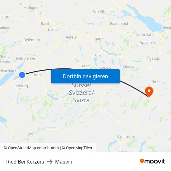 Ried Bei Kerzers to Masein map