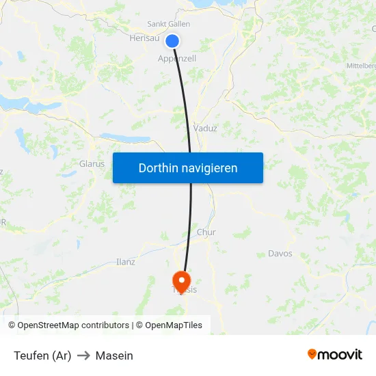 Teufen (Ar) to Masein map