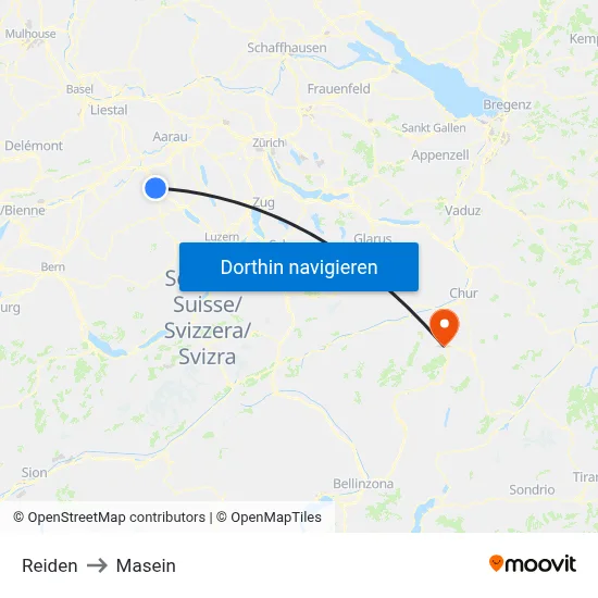 Reiden to Masein map