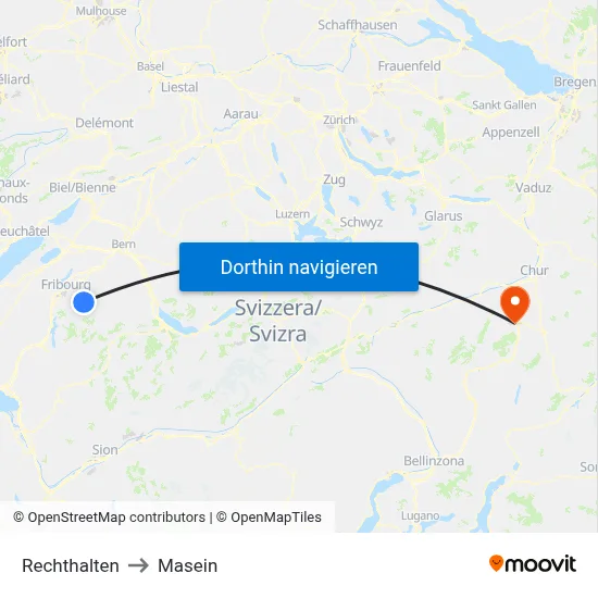 Rechthalten to Masein map