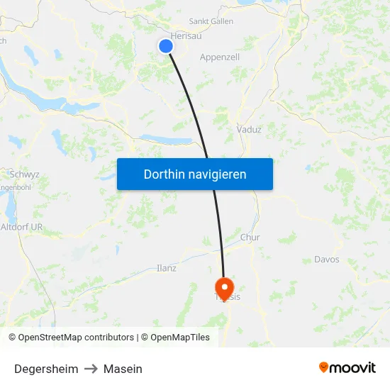 Degersheim to Masein map