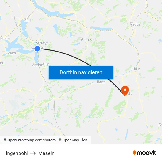 Ingenbohl to Masein map