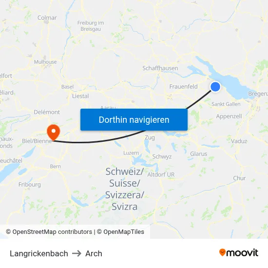 Langrickenbach to Arch map