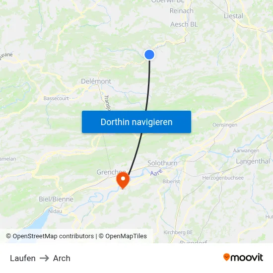 Laufen to Arch map