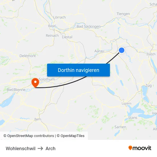 Wohlenschwil to Arch map