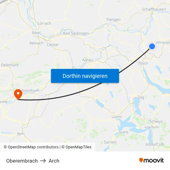 Oberembrach to Arch map