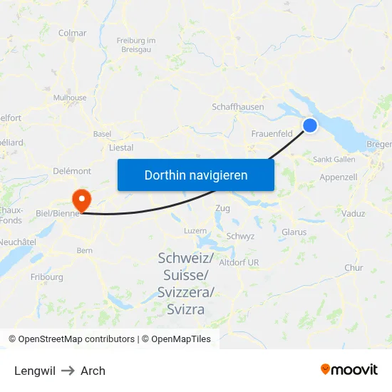Lengwil to Arch map