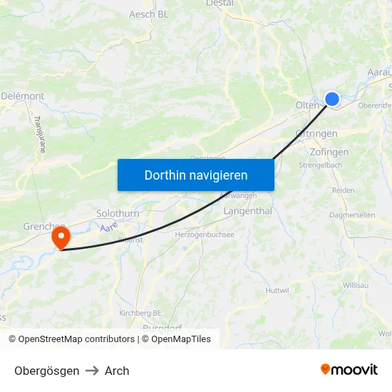 Obergösgen to Arch map