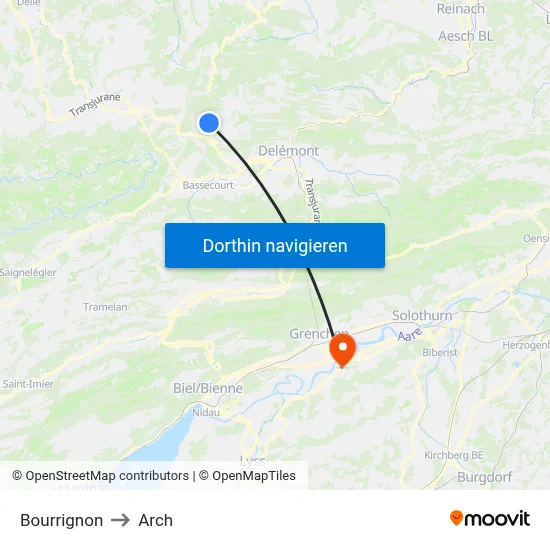 Bourrignon to Arch map