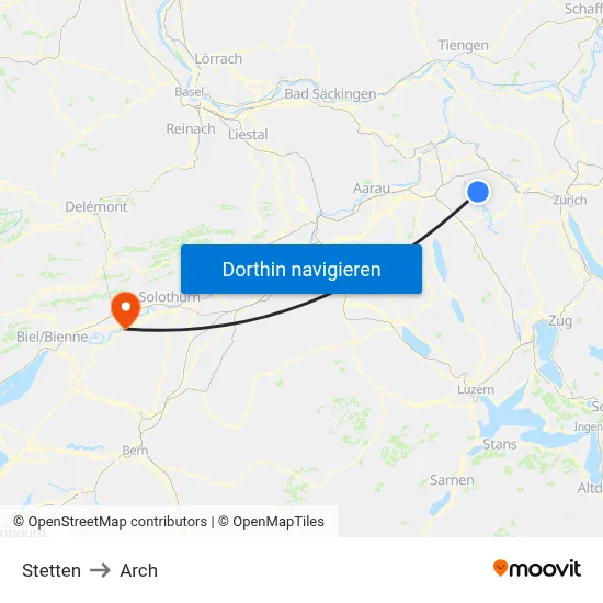 Stetten to Arch map
