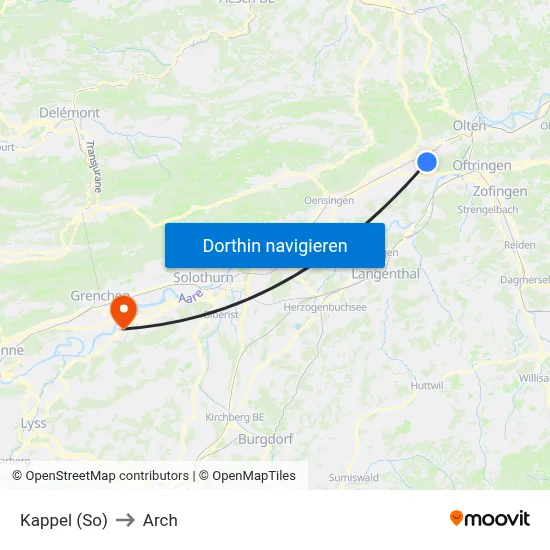 Kappel (So) to Arch map