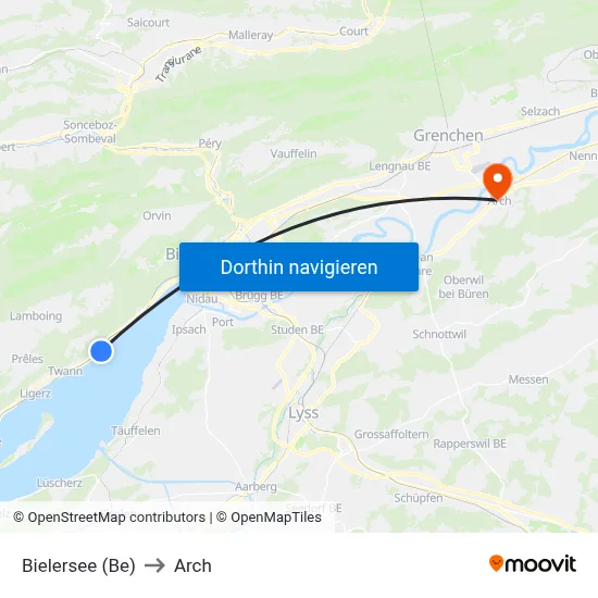 Bielersee (Be) to Arch map