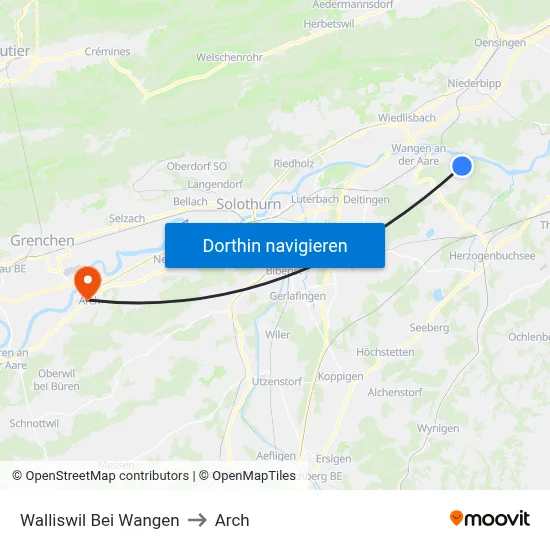 Walliswil Bei Wangen to Arch map