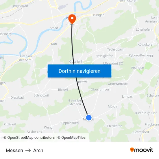 Messen to Arch map