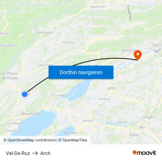 Val-De-Ruz to Arch map