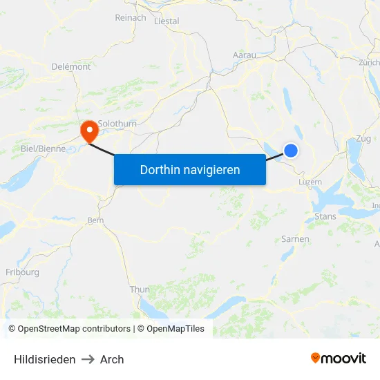 Hildisrieden to Arch map