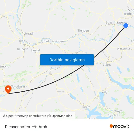 Diessenhofen to Arch map