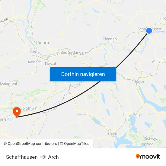 Schaffhausen to Arch map