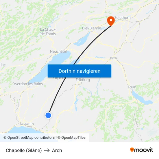 Chapelle (Glâne) to Arch map