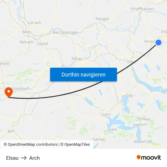 Elsau to Arch map
