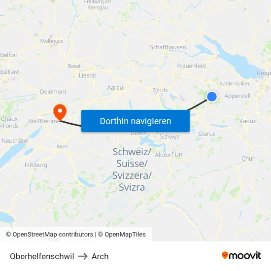 Oberhelfenschwil to Arch map