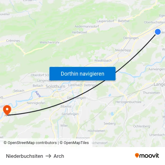 Niederbuchsiten to Arch map