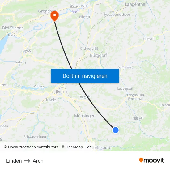Linden to Arch map
