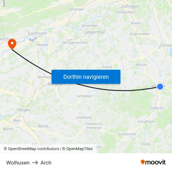 Wolhusen to Arch map