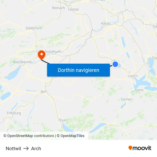 Nottwil to Arch map