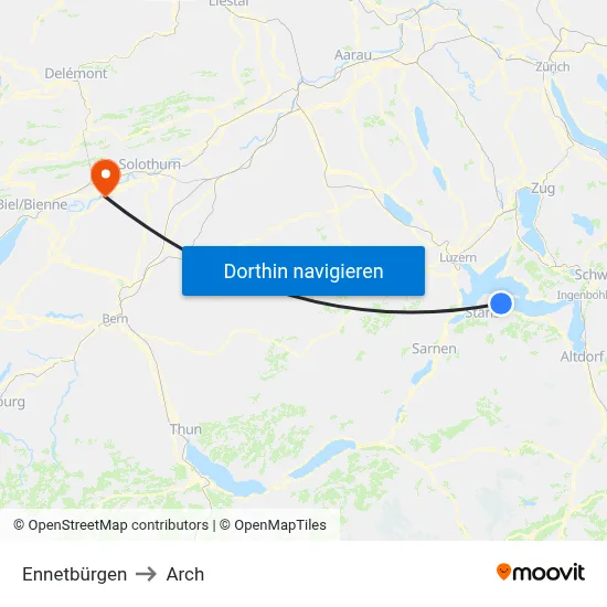 Ennetbürgen to Arch map