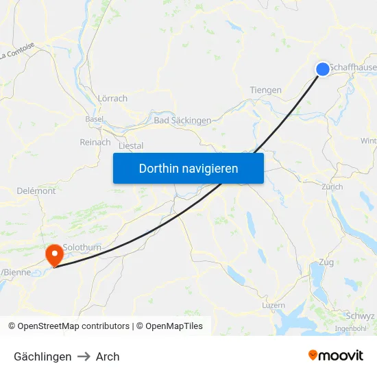 Gächlingen to Arch map