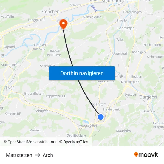Mattstetten to Arch map