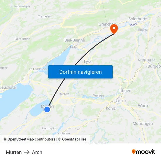 Murten to Arch map