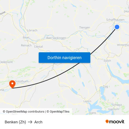 Benken (Zh) to Arch map