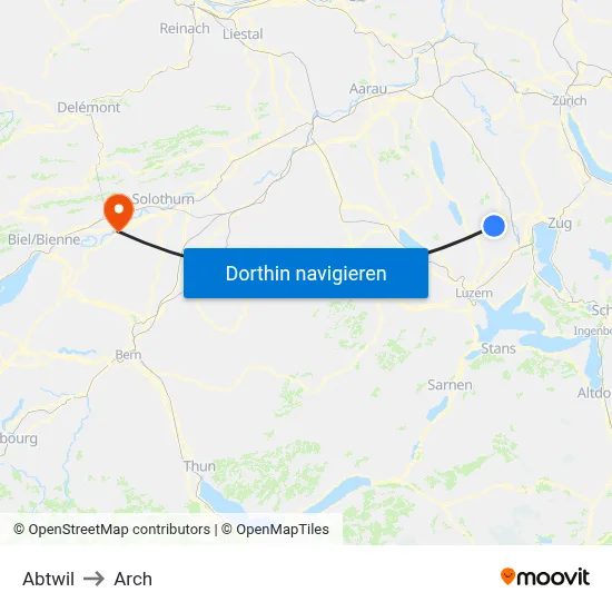 Abtwil to Arch map