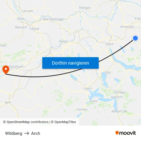 Wildberg to Arch map